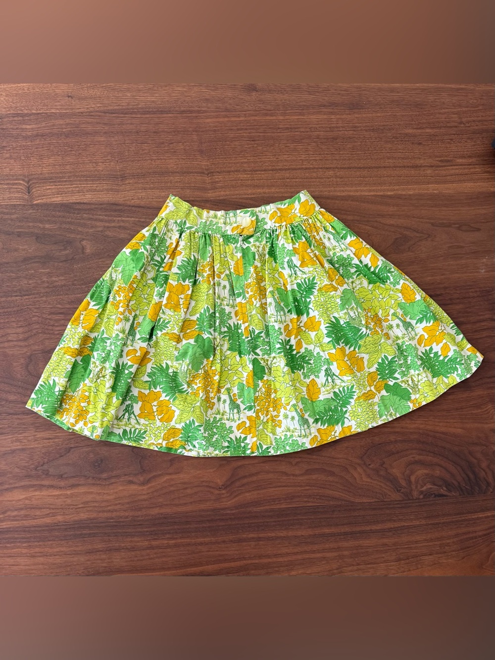 Vintage Floral Green & Yellow Cotton skirt